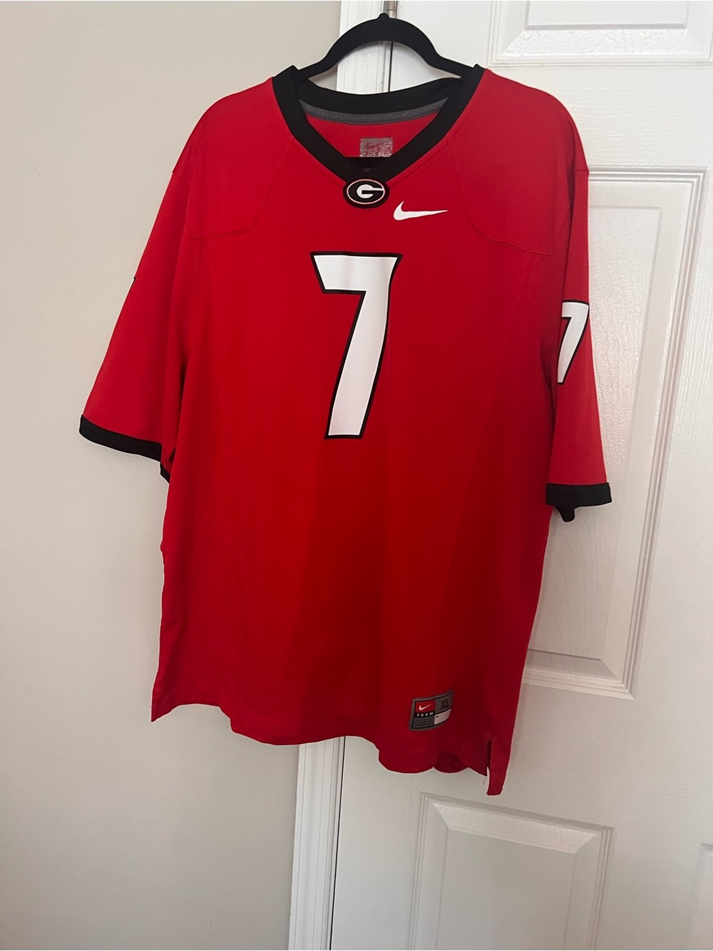 Nike Red and Black Georgia #7 Football Jersey